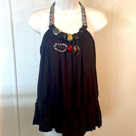 NWT Vintage Rampage Embellished Halter Top size L - Picture 2 of 13